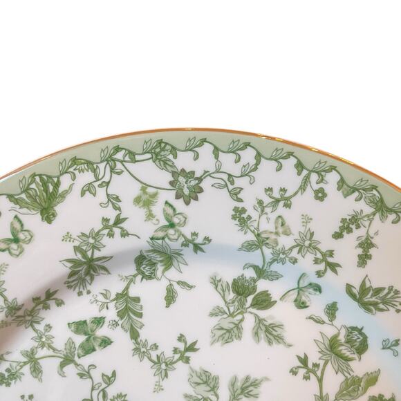Grace Teaware Porcelain Dinner Plates 10.5" Green & White Floral Set of 4 New - Picture 10 of 13